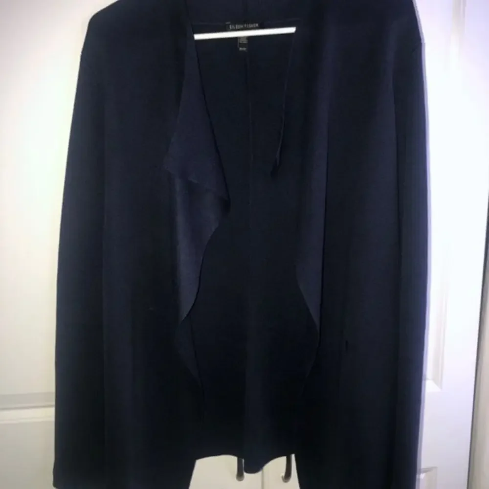 Eileen Fisher Cardigan Sweater XS Navy Blue‎ Silk Cotton Condition: